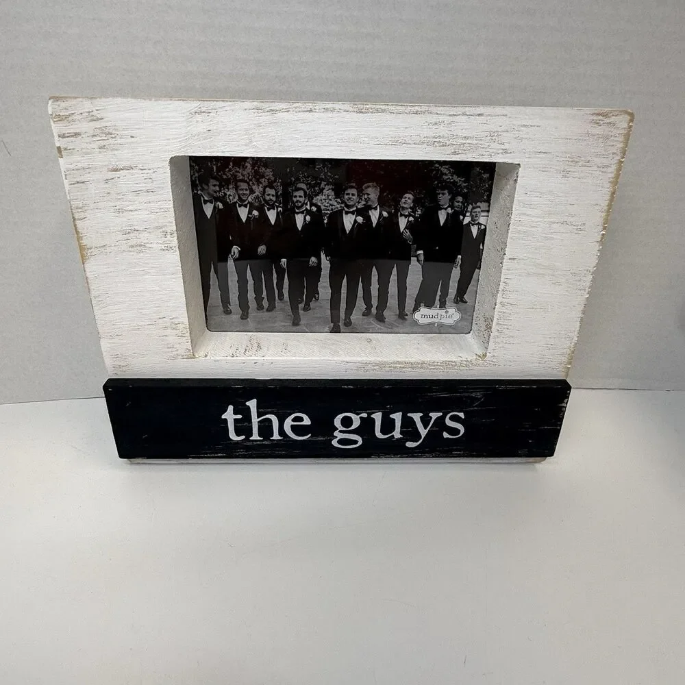 Mud Pie THE GIRLS & THE GUYS Wedding Party Wooden Picture Frames Set Of 2 New